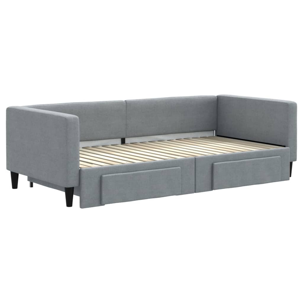 Daybed with Trundle&Drawers without Mattress Light Grey 90x190 cm Single