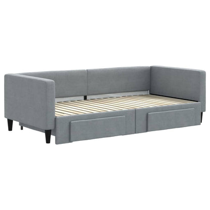 Daybed with Trundle&Drawers without Mattress Light Grey 90x190 cm Single