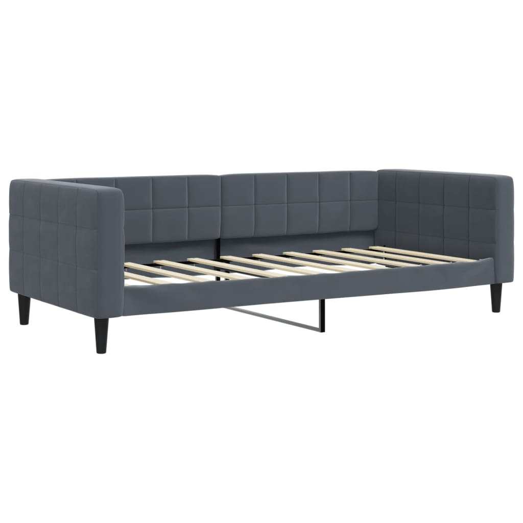 Daybed with Trundle and Mattresses Dark Grey 90x190 cm Velvet