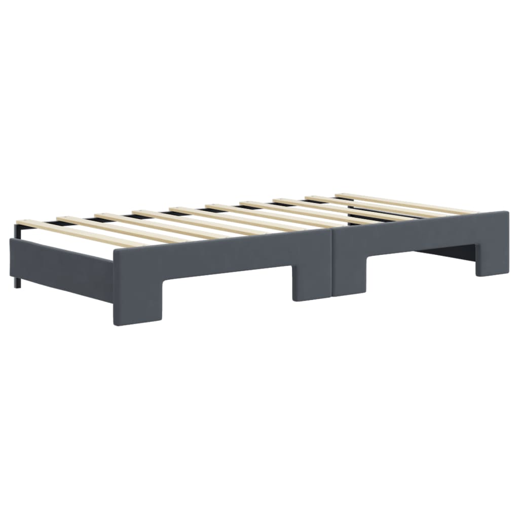 Daybed with Trundle and Mattresses Dark Grey 90x190 cm Velvet