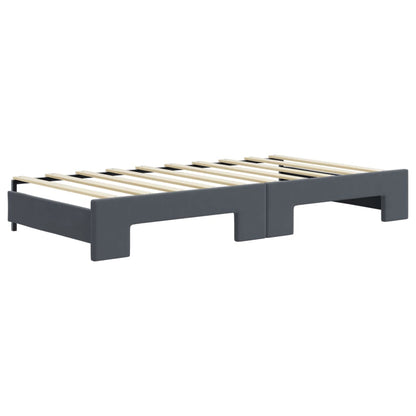 Daybed with Trundle and Drawers Dark Grey 90x190 cm Velvet