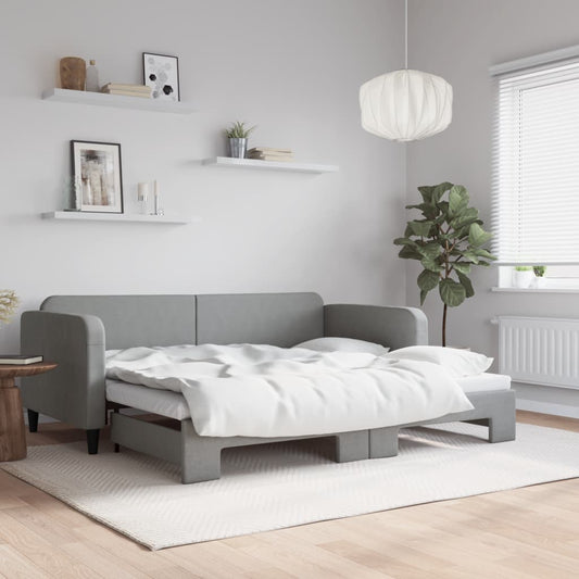 Daybed with Trundle without Mattress Light Grey 90x190 cm Single