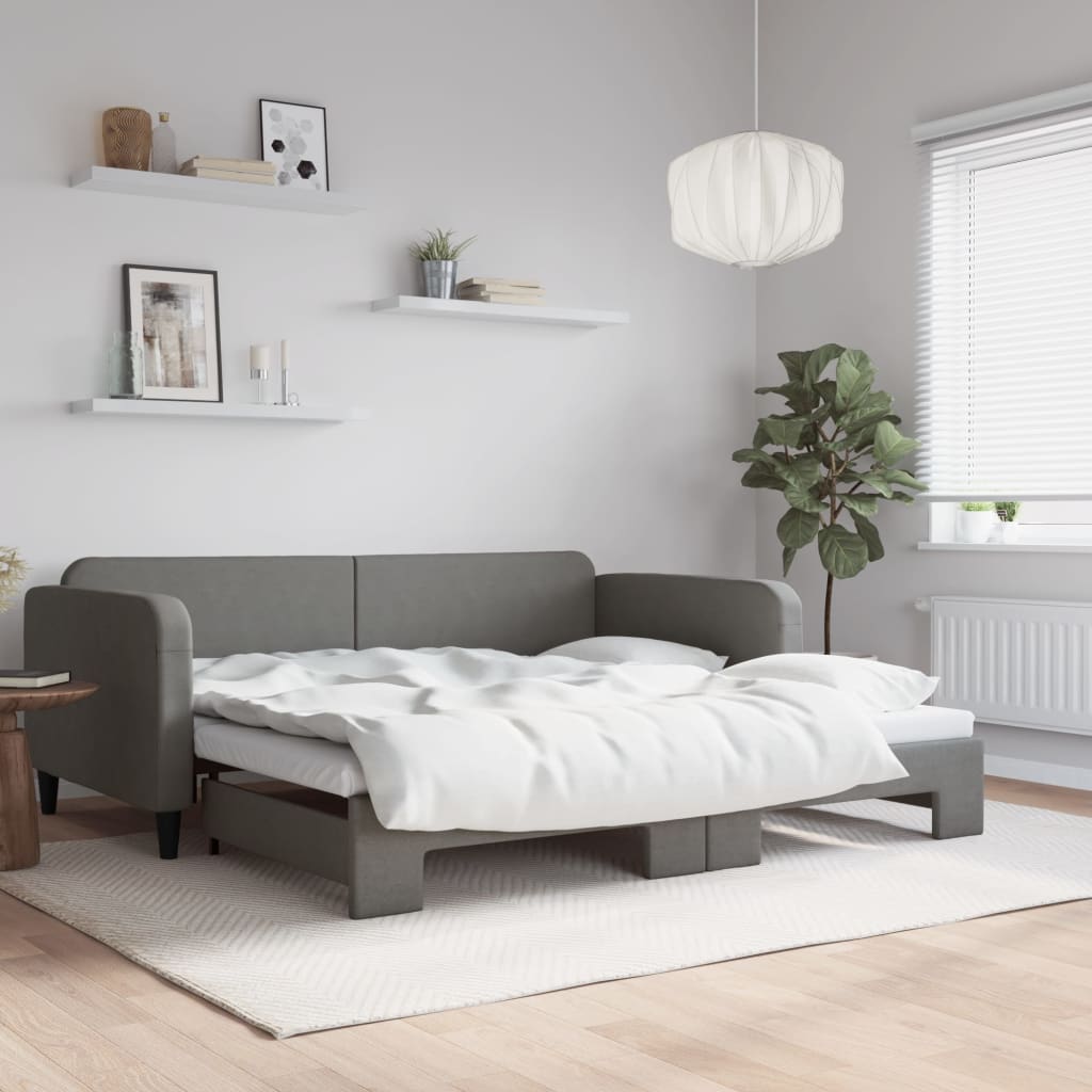 Daybed with Trundle without Mattress Dark Grey 90x190 cm Single