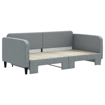 Daybed with Trundle and Mattresses Light Grey 90x190 cm Fabric