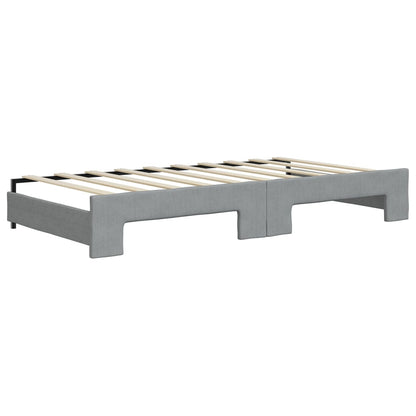 Daybed with Trundle and Mattresses Light Grey 90x190 cm Fabric