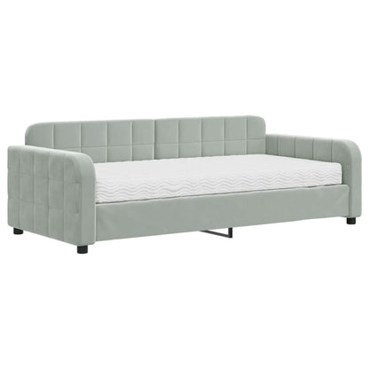 Daybed with Mattress Light Grey 90x190 cm Velvet