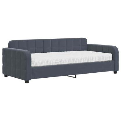 Daybed with Mattress Dark Grey 90x190 cm Velvet