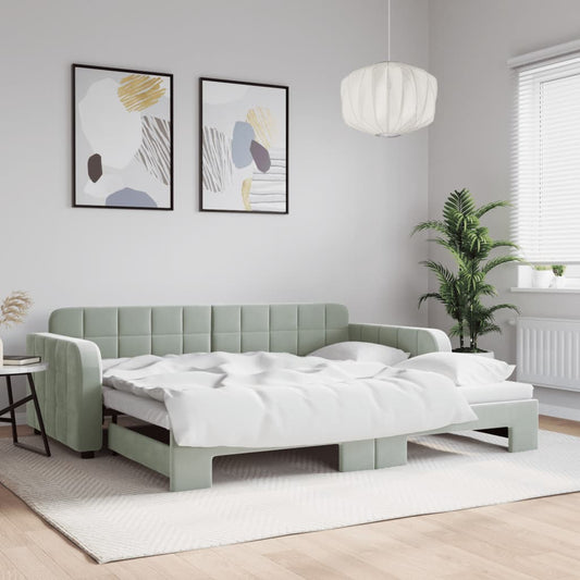 Daybed with Trundle without Mattress Light Grey 90x190 cm Single