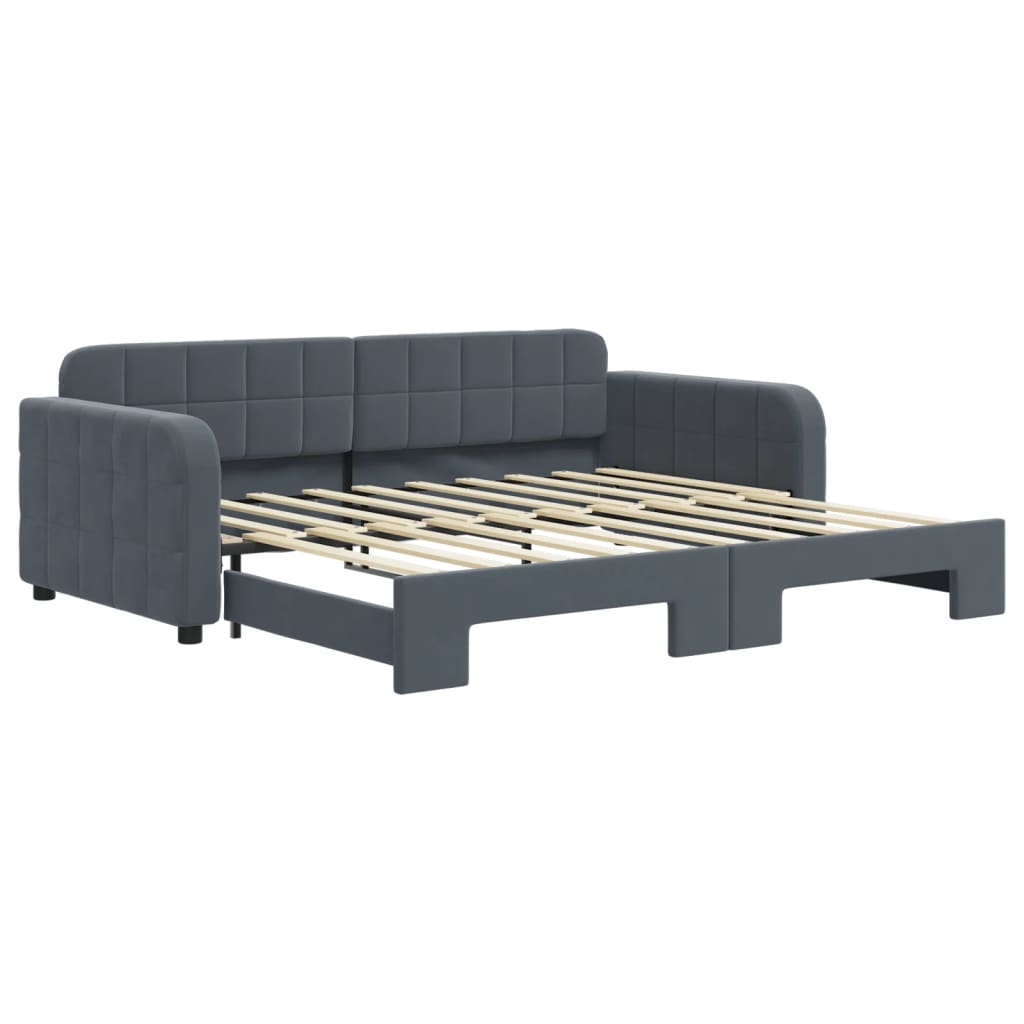 Daybed with Trundle without Mattress Dark Grey 90x190 cm Single