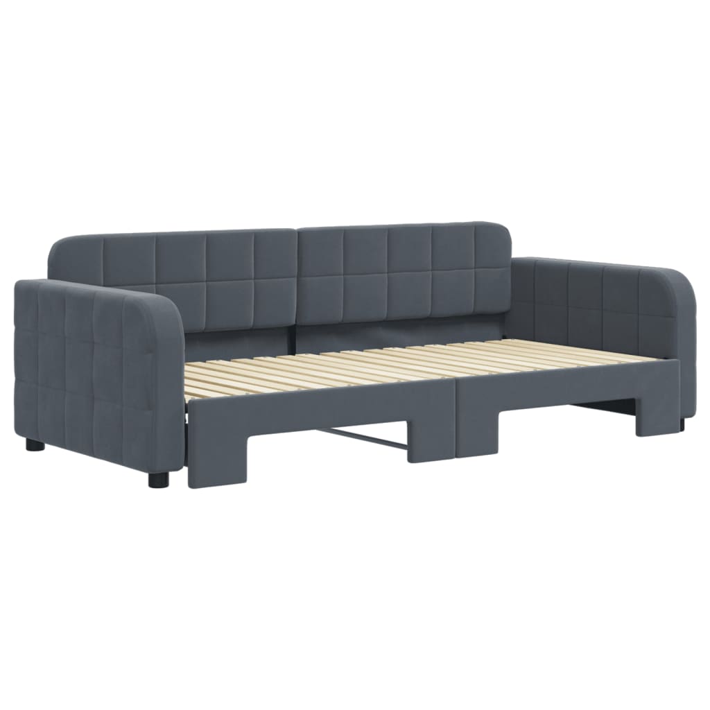 Daybed with Trundle without Mattress Dark Grey 90x190 cm Single