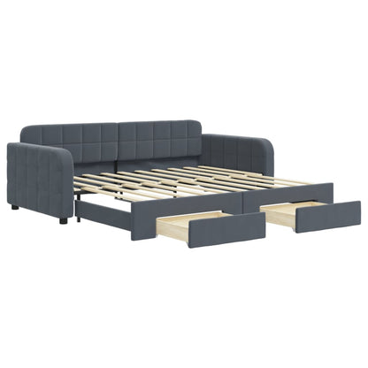 Daybed with Trundle&Drawers without Mattress Dark Grey 90x190 cm Single