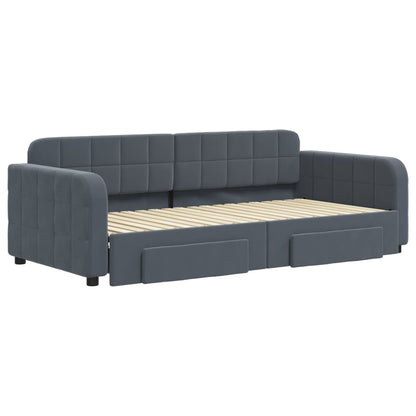 Daybed with Trundle&Drawers without Mattress Dark Grey 90x190 cm Single