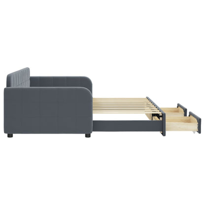 Daybed with Trundle&Drawers without Mattress Dark Grey 90x190 cm Single