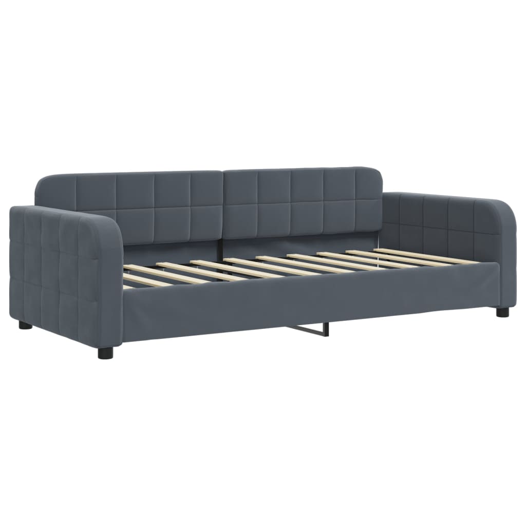 Daybed with Trundle&Drawers without Mattress Dark Grey 90x190 cm Single