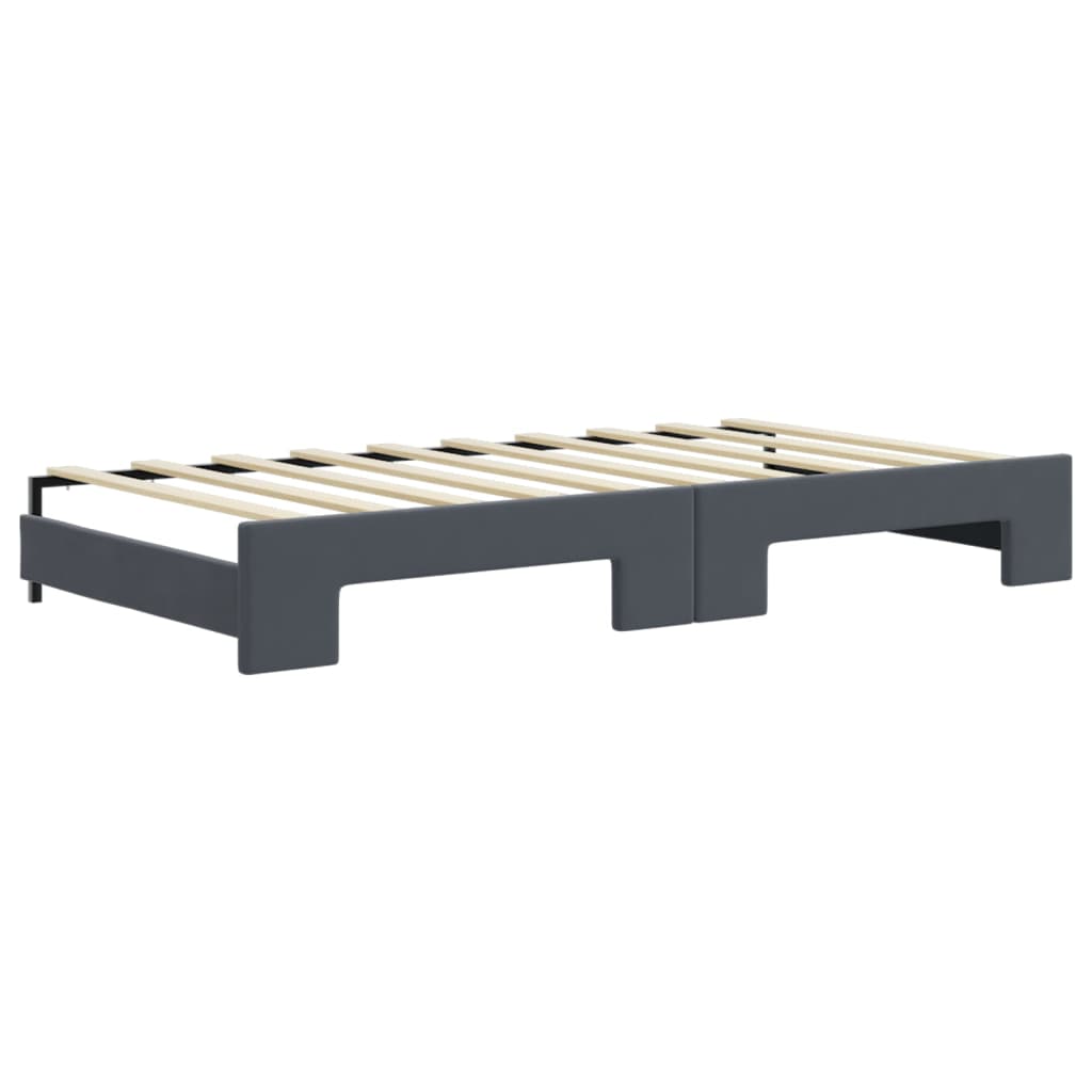 Daybed with Trundle&Drawers without Mattress Dark Grey 90x190 cm Single