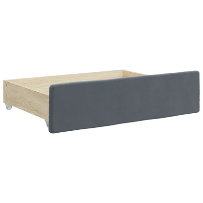 Daybed with Trundle&Drawers without Mattress Dark Grey 90x190 cm Single
