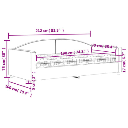 Daybed with Mattress Blue Light Grey 90x190 cm Fabric