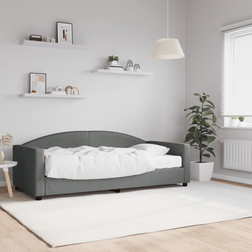 Daybed with Mattress Blue Dark Grey 90x190 cm Fabric