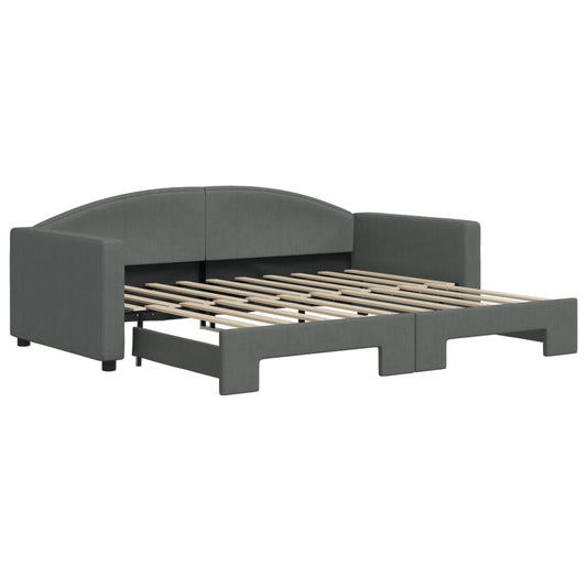 Daybed with Trundle without Mattress Dark Grey 90x190 cm Single