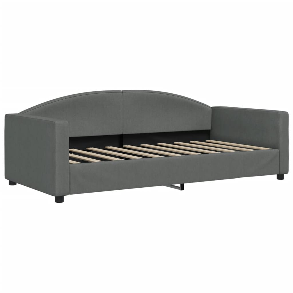 Daybed with Trundle and Mattresses Dark Grey 90x190 cm Fabric