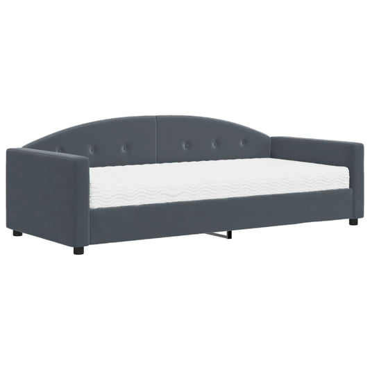 Daybed with Mattress Dark Grey 90x190 cm Velvet