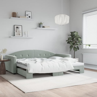 Daybed with Trundle without Mattress Light Grey 90x190 cm Single