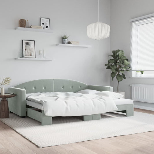 Daybed with Trundle without Mattress Light Grey 90x190 cm Single