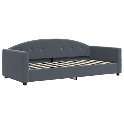 Daybed with Trundle and Mattresses Dark Grey 90x190 cm Velvet