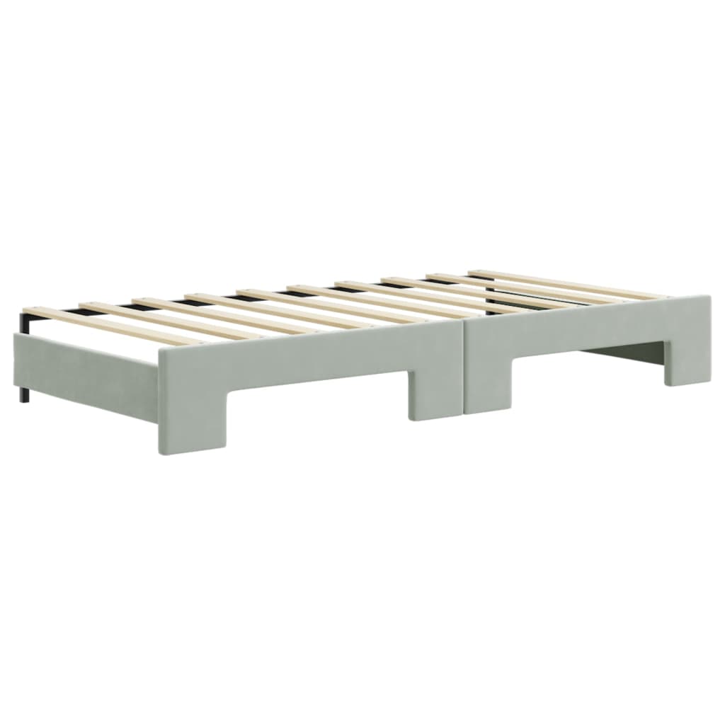 Daybed with Trundle&Drawers without Mattress Light Grey 90x190 cm Single