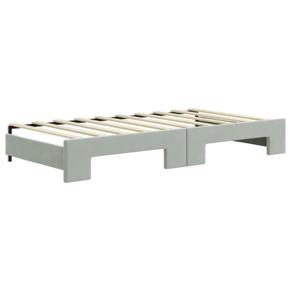 Daybed with Trundle&Drawers without Mattress Light Grey 90x190 cm Single