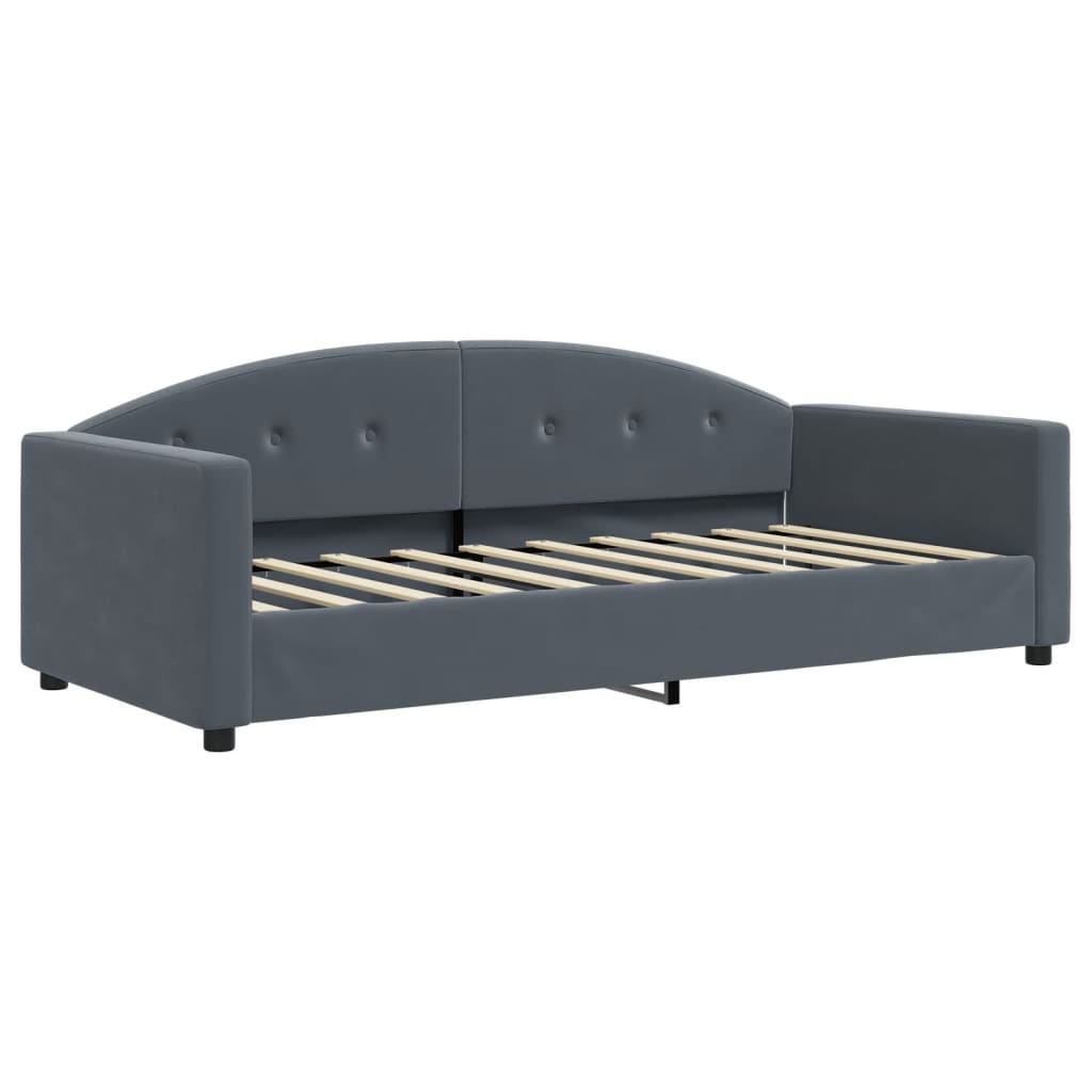 Daybed with Trundle and Drawers Dark Grey 90x190 cm Velvet