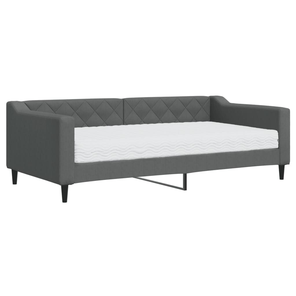 Daybed with Mattress Dark Grey 90x190 cm Fabric