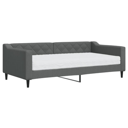 Daybed with Mattress Dark Grey 90x190 cm Fabric