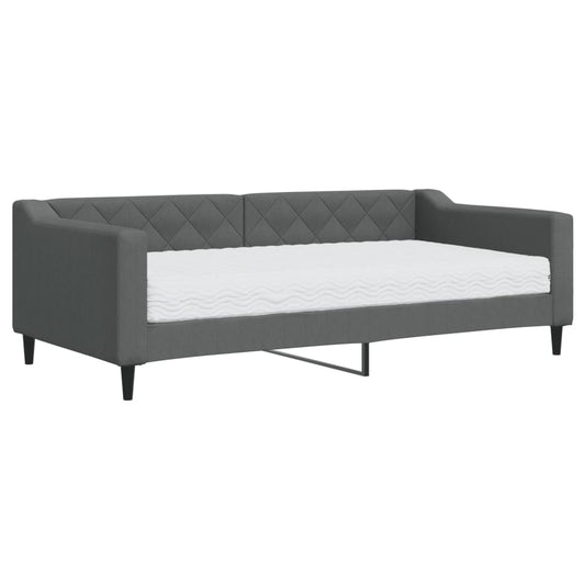 Daybed with Mattress Dark Grey 90x190 cm Fabric