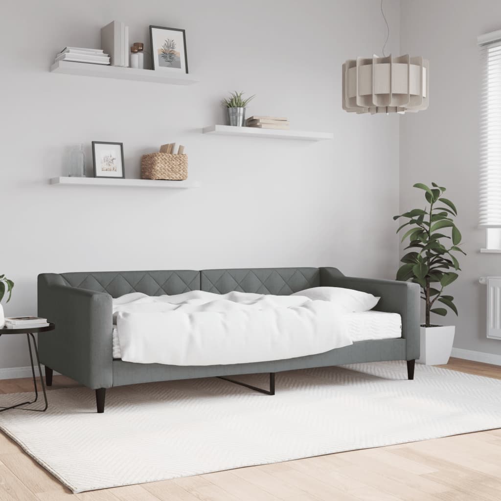 Daybed with Mattress Dark Grey 90x190 cm Fabric