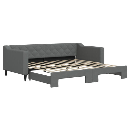 Daybed with Trundle without Mattress Dark Grey 90x190 cm Single