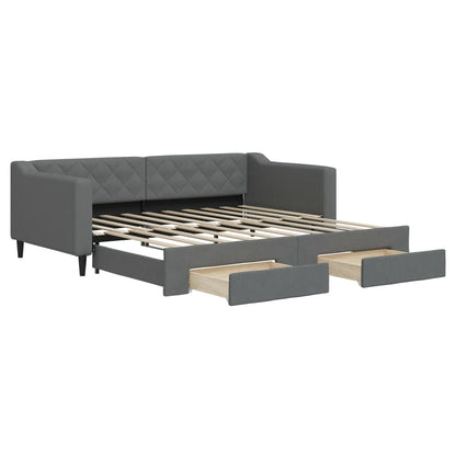 Daybed with Trundle&Drawers without Mattress Dark Grey 90x190 cm Single