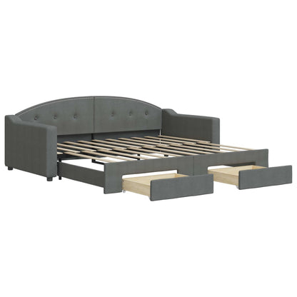 Daybed with Trundle&Drawers without Mattress Dark Grey 90x190 cm Single