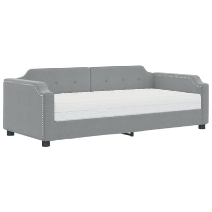 Daybed with Mattress Light Grey 90x190 cm Fabric