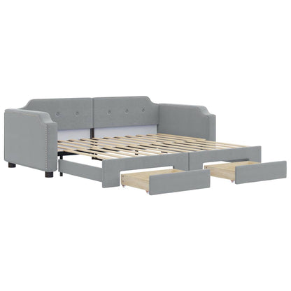 Daybed with Trundle&Drawers without Mattress Light Grey 90x190 cm Single
