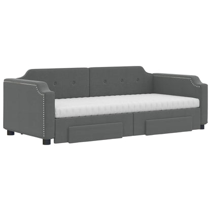 Daybed with Trundle and Drawers Dark Grey 90x190 cm Fabric