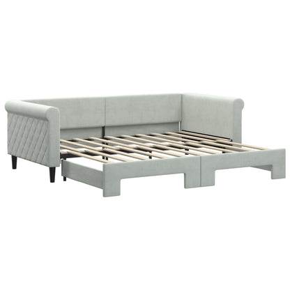 Daybed with Trundle without Mattress Light Grey 90x190 cm Single