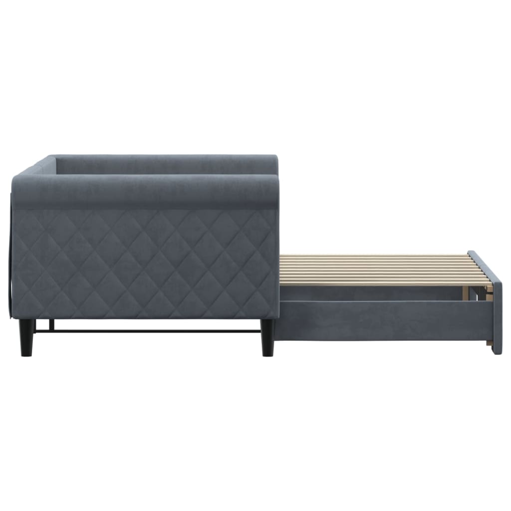 Daybed with Trundle without Mattress Dark Grey 90x190 cm Single