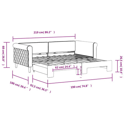 Daybed with Trundle without Mattress Dark Grey 90x190 cm Single