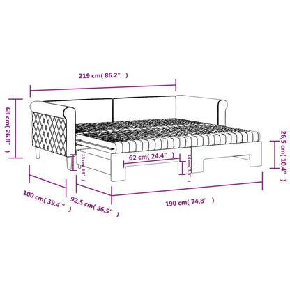 Daybed with Trundle and Mattresses Light Grey 90x190 cm Velvet