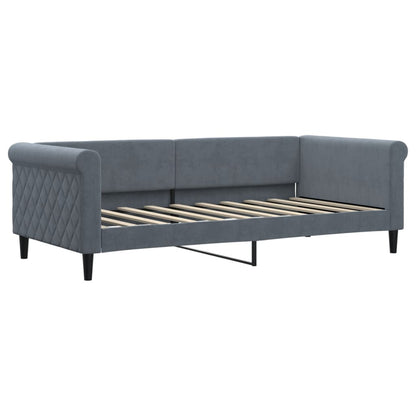Daybed with Trundle and Mattresses Dark Grey 90x190 cm Velvet