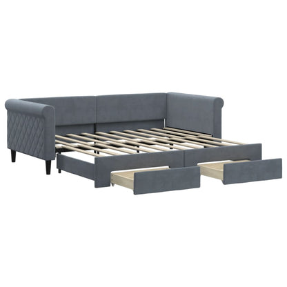 Daybed with Trundle&Drawers without Mattress Dark Grey 90x190 cm Single