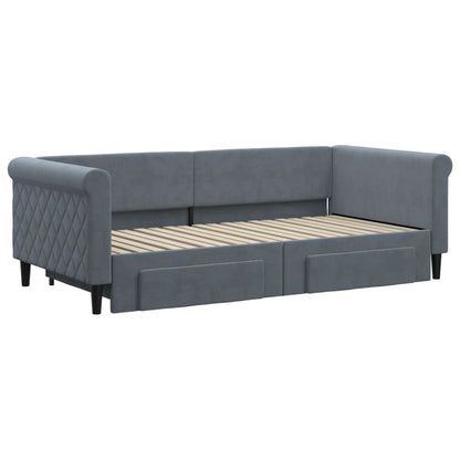 Daybed with Trundle&Drawers without Mattress Dark Grey 90x190 cm Single