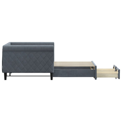 Daybed with Trundle&Drawers without Mattress Dark Grey 90x190 cm Single