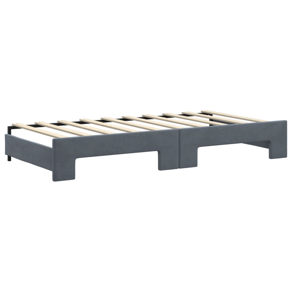 Daybed with Trundle&Drawers without Mattress Dark Grey 90x190 cm Single